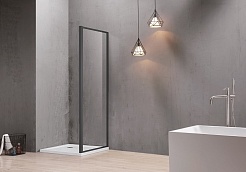 Aquatek Душевая перегородка Ария 100x200 AQ ARI WA 10020BL профиль черный стекло прозрачное – фотография-3